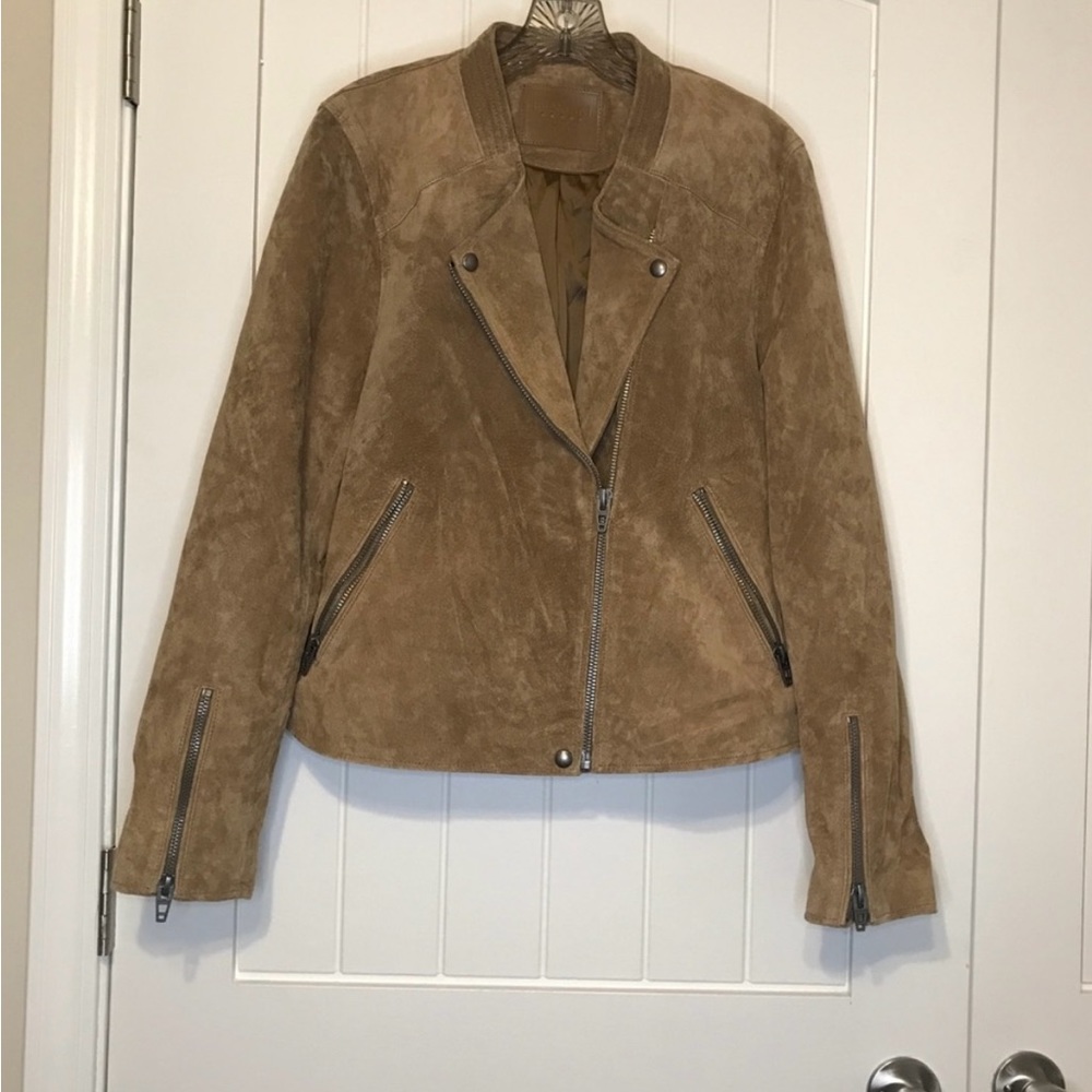 BLANKNYC Suede Moto Jacket Brown Asymmetric Front Zip XL